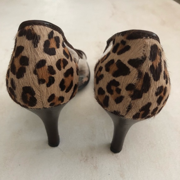Leopard print Franco Sarto peep toe heels - Picture 6 of 7